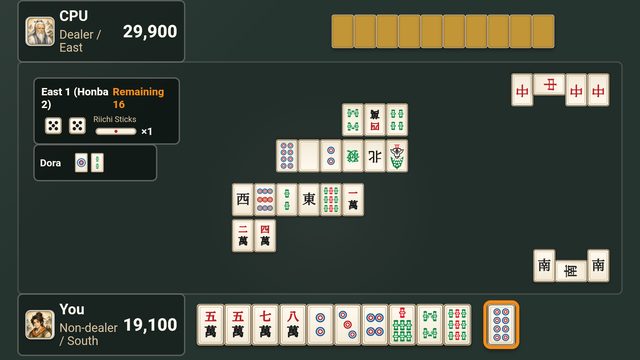 Mahjong on a television screen