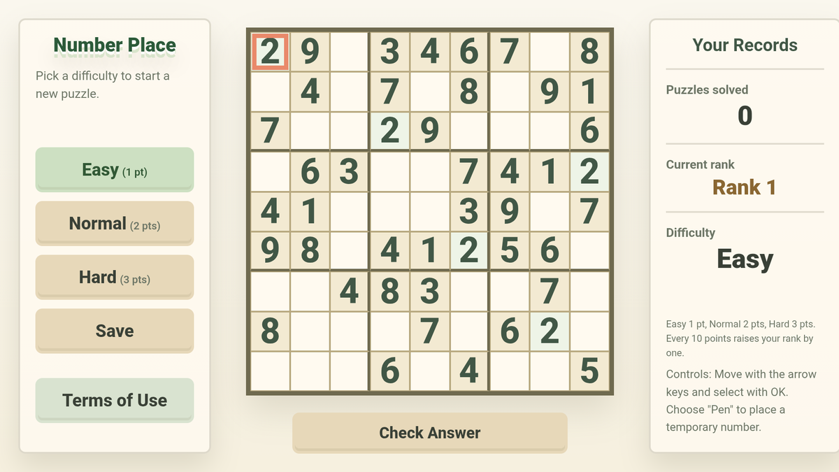 A number exercise with large, clear digits